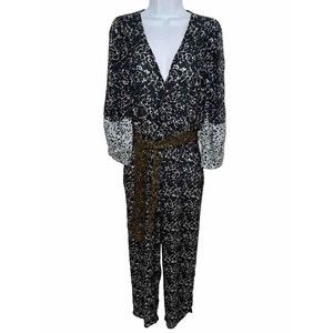 Apiece Apart Meru Blue Wrap Front 3/4 Puff Sleeve One Piece Jumpsuit Women Sz 6